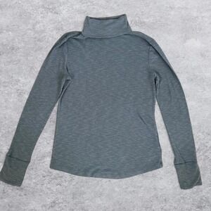 Gap Womens Ribbed Turtleneck Top‎ Blue Gray Long Sleeve Tall Size M
